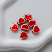 Cuenta corazón de cerámica 12x14 mm - Rojo x1