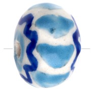 Cuenta redonda de cerámica 15x10,5 mm - Azul claro - Azul oscuro x1