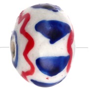 Cuenta redonda de cerámica 15x10,5 mm - Azul oscuro - Rojo x1