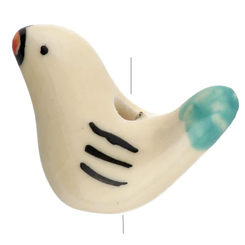 Cuenta de cerámica pájaro 15x21 mm - Beige - Turquesa x1