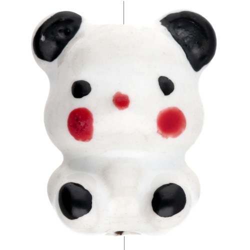 Cuenta osito cerámica 19,5x16 mm - Blanco - Negro x1