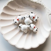 Cuenta osito cerámica 19,5x16 mm - Blanco - Negro x1
