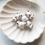 Cuenta osito cerámica 19,5x16 mm - Blanco - Negro x1