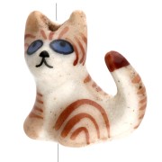Perla de cerámica gato 16x15 mm - Atigrado marrón x1|raw }}