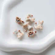 Perla de cerámica gato 16x15 mm - Atigrado marrón x1