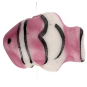 Cuenta de cerámica pez payaso 13x17,5 mm - Rosa viejo - Blanco x1