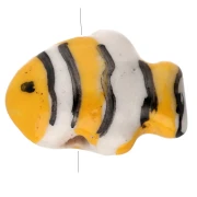 Cuenta de cerámica pez payaso 13x17,5 mm - Amarillo - Blanco x1