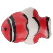 Cuenta de cerámica pez payaso 13x17,5 mm - Rojo - Blanco x1