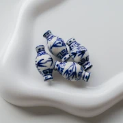 Florero de cerámica 14x27 mm - Blanco - Azul x1
