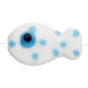 Peces de cerámica 11x19,5 mm - Blanco con lunares azul cielo x1