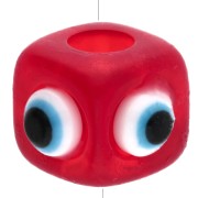 Cuenta cubo resina 8 mm - motivo ojo en relieve - Rojo - Blanco - Azul x1
