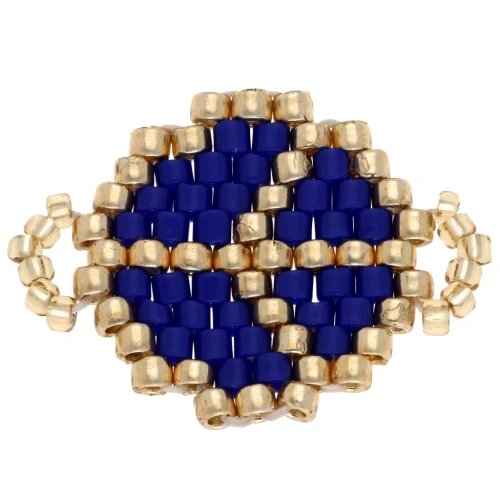 Paz y amor 21x15 mm entrepieza de rocalla - Azul real - Oro x1