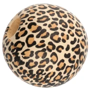 Cuentas de madera redondas 16 mm - Estampado leopardo - Beige - Marrón - Negro x10