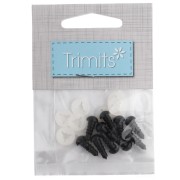 Ojos de seguridad de plástico - para peluches y amigurumi - 6 mm - Negros x 5 pares