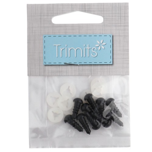 Ojos de seguridad de plástico - para peluches y amigurumi - 6 mm - Negros x 5 pares