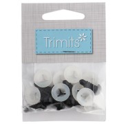 Ojos de seguridad de plástico - para peluches y amigurumi - 9 mm - Negro x4 pares