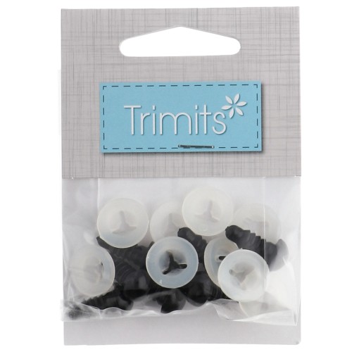 Ojos de seguridad de plástico - para peluches y amigurumi - 9 mm - Negro x4 pares