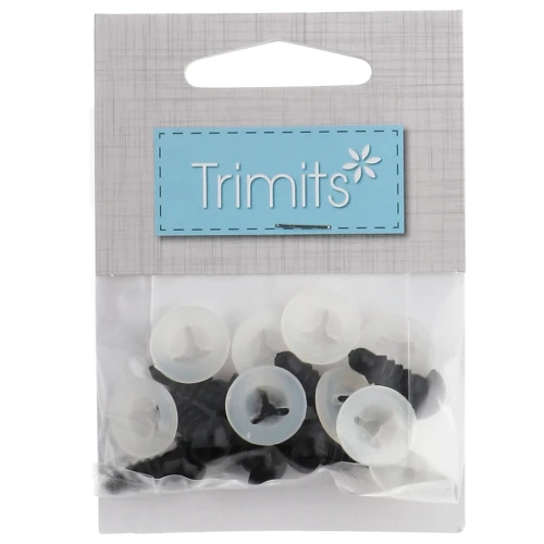Ojos de seguridad de plástico - para peluches y amigurumi - 9 mm - Negro x4 pares