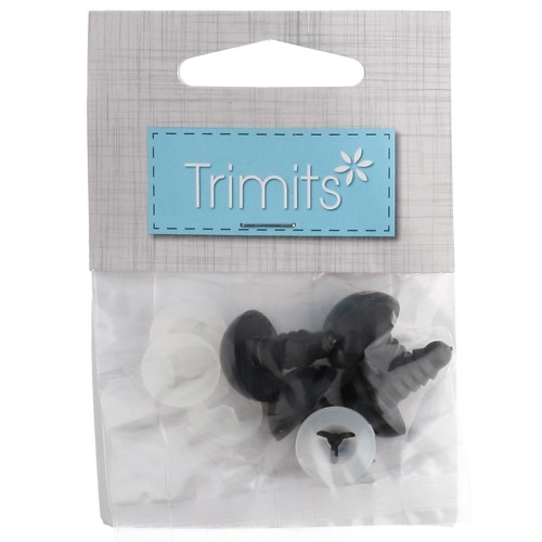 Ojos de seguridad de plástico - para peluches y amigurumi - 15 mm - Negro x 2 pares
