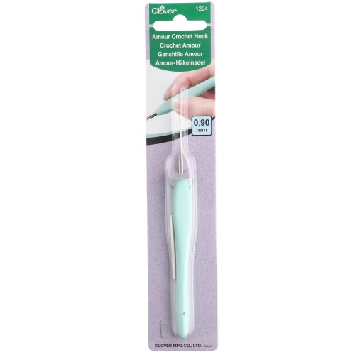 Aguja de ganchillo Clover Amour n.º 8 de acero de 0,90 mm con mango en color Mint Pastel x1