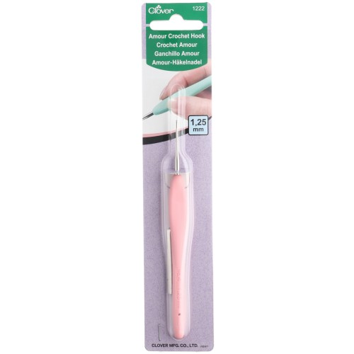 Aguja de ganchillo Clover Amour n.º 4 de acero de 1,25 mm con mango rosa pastel x1