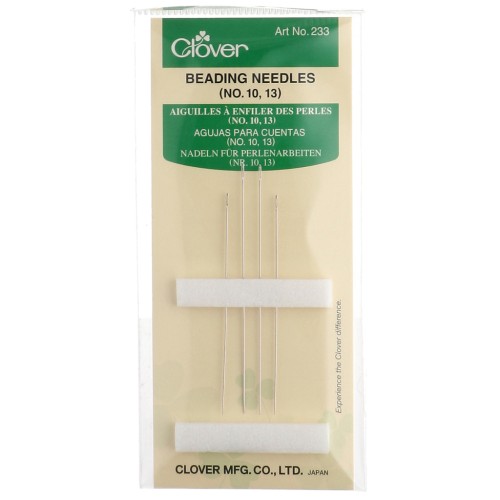 Agujas para bordar con cuentas n.º 10 y n.º 13 de Clover - Acero (4 unidades)