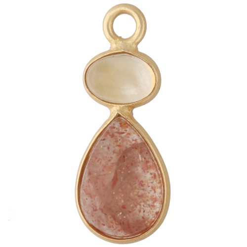 Colgante geométrico de 20 x 8 mm - Dorado - Piedra del sol - Citrino x1