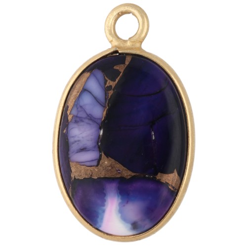 Dije ovalado de 18 x 11 mm de piedra preciosa - Turquesa Oyster Violet x1