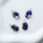 Dije ovalado de 18 x 11 mm de piedra preciosa - Turquesa Oyster Violet x1