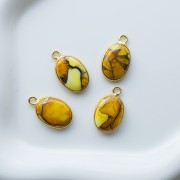 Dije ovalado de 18 x 11 mm de piedra preciosa - Turquesa Oyster Amarilla x1
