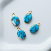Dije ovalado de 18 x 11 mm de piedra preciosa - Turquesa Oyster Azul x1