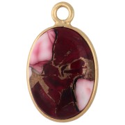 Dije ovalado de 18 x 11 mm de piedra preciosa - Turquesa Oyster Rouge x1