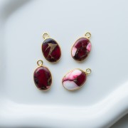 Dije ovalado de 18 x 11 mm de piedra preciosa - Turquesa Oyster Rouge x1