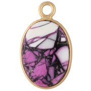 Dije ovalado de 18 x 11 mm de piedra preciosa - Turquesa Oyster Rose x1