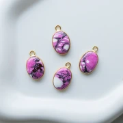 Dije ovalado de 18 x 11 mm de piedra preciosa - Turquesa Oyster Rose x1