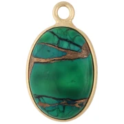 Dije ovalado de 18 x 11 mm de piedra preciosa - Turquesa Oyster verde oscuro x1