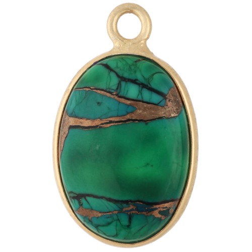 Dije ovalado de 18 x 11 mm de piedra preciosa - Turquesa Oyster verde oscuro x1