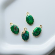Dije ovalado de 18 x 11 mm de piedra preciosa - Turquesa Oyster verde oscuro x1