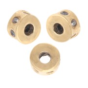 Cuenta redonda de 5 x 3 mm con óxidos de circonio - Dorado - Crystal x1