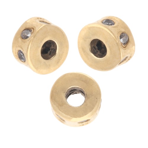 Cuenta redonda de 5 x 3 mm con óxidos de circonio - Dorado - Crystal x1