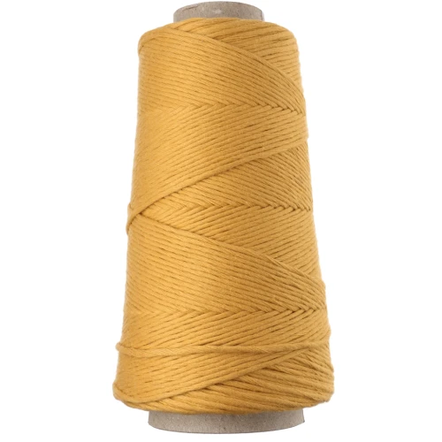 Hilo de algodón para macramé «Organic Cotton Détox XL» peinado - Mostaza, 200 m