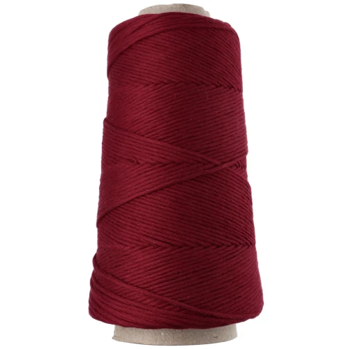 Bobina de cordón de algodón para macramé «Organic Cotton Detox XL» peinado - Granate x200 m