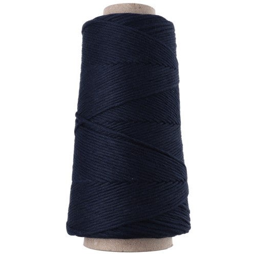 Bobina de cordón de algodón para macramé «Organic Cotton Detox XL» peinado - Azul marino, 200 m