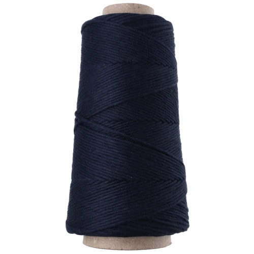 Bobina de cordón de algodón para macramé «Organic Cotton Detox XL» peinado - Azul marino, 200 m