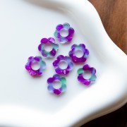 Colgante Flor Acetato 14 mm - Carey - Violeta - Verde x1