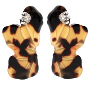 Pendientes media flor 47x27 mm - Carey - Marrón - Negro x2