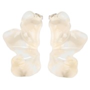 Pendientes media flor 47x27 mm - Marfil jaspeado - Beige oscuro x2