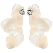 Pendientes media flor 47x27 mm - Marfil jaspeado - Beige oscuro x2
