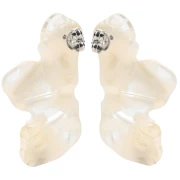 Pendientes media flor 47x27 mm - Marfil jaspeado - Beige oscuro x2