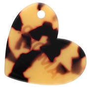 Colgante corazón acetato 39x45 mm - Love - Carey Marrón - Negro - Rojo